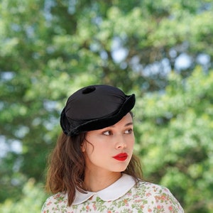 Vintage Half Hat, Cap Hat, Vintage Hat, 1950s-60s Hat, Vintage women Hat, Cocktail Hat, Wedding Hat, Tea Party Hat, Retro MCM Hat