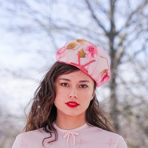 Vintage Floral Straw Bubble Hat, Pillbox Hat, 1950s-60s Hat, Vintage Hat, Women Hat, Tea Party Hat, Retro MCM Hat, Wedding Hat, Summer Hat
