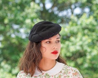 Vintage-Hut mit breiter Krempe/ Hut aus den 1930er/40er Jahren/ Vintage-Turban/ Cocktailhut/ Vintage-Hut/ Damenhut/ Hut mit gepolsterter Krempe/ Kirchenhut/ Retro-Hut im Mid-Century-Modern-Stil