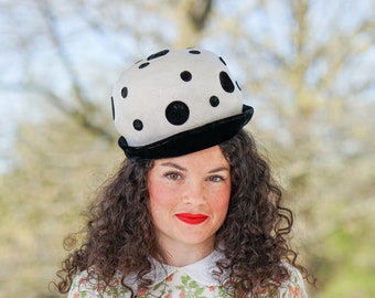 Vintage Straw Polka Dot Bubble Hat, 1960s Mod Fashion, Pillbox hat, 1960s Hat, Vintage Hat, Women Hat, Tea Party Hat, Summer Hat, Cloche Hat