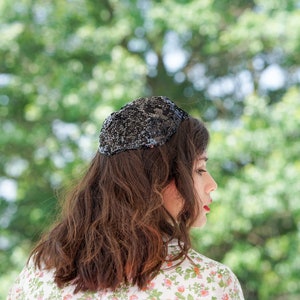 Vintage Sequin Calot Hat, Half Hat, 1940s-50s Hat, Vintage Hat, Tea Party Hat, Cocktail Hat, Vintage Women Hat, Retro MCM Hat, Mini Hat image 1