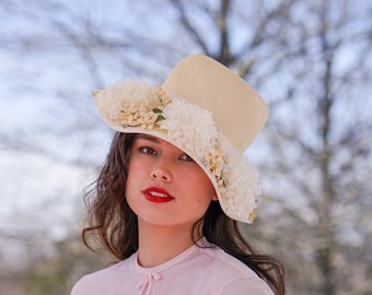 60s Gimbels Beige Straw Hat Dried Wildflower Band - Etsy display picture 3