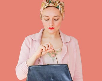 Vintage Faux Patent Leather Clutch Top Handle Purse: 1960s-70s Handbag Woman Bag/ Retro Midcentury Purse, Evening Bags, Wedding Bag