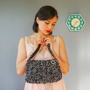 Vintage Candy Dot Purse/ Beaded Bag/ 1940s-50s Purse/ Vintage Purse/ Vintage Women Bag/ Caviar Bead Bag/ Retro Bag/ Top Handle Bag/ Boho Bag