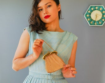 Vintage Whiting and Davis Mesh Purse/ 1940s-50s Purse/ Mesh Aluminum Bag/ Vintage Purse/ Vintage Handbag/ Evening Bag/ Hollywood Glam Purse