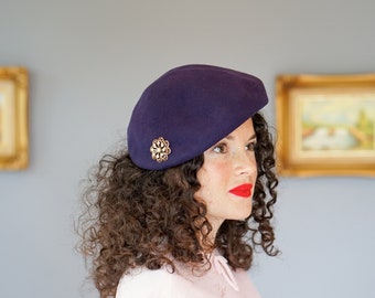 9575 Women Wool Beret Hat Vintage Cloche Fascinator Classic Winter Cap YING LAN Women Wool Beret Hat Vintage Cloche Fascinator  main image 4