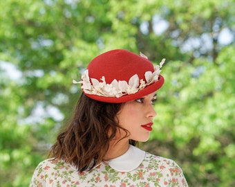 Vintage Flower Straw Half Hat, Vintage Hat, 1950s-60s Hat, Cocktail Hat, Women Hat, Tea Party Hat, Spring Summer Hat, Wedding Hat, MCM Hat