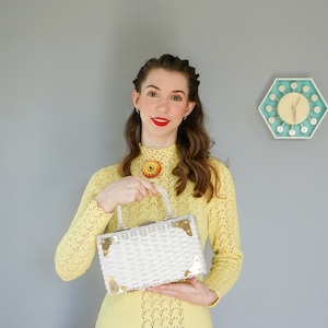 Vintage Wicker Lucite Purse/ Vintage Purse/ 1950s-60s Purse/ Woven Basket Purse/ Vintage Women Bag/ Summer Purse/ Lucite Bag/ MCM Purse
