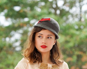 Vintage Wool Felt Bucket Hat, 1950s-60s Hat, Vintage Hat, Vintage Women Hat, Tea Party Hat, Fall Winter Hat, Cloche Hat, Miss Marple Hat