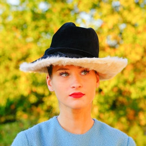 Vintage Fur Felted Wool Fedora Hat, Women Fedora Hat, Vintage Women Hat, 1960s Hat, Fall Winter Hat, Witchy Whimsigoth Hat, Retro MCM Hat