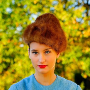 Vintage Fur Cloche Hat, Cossack Hat, 1950s-60s Hat, Vintage Hat, Vintage Women Hat, Church Hat, Vintage Winter Fur Hat, Midcentury Retro Hat