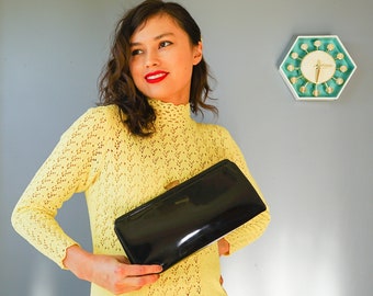 Vintage MM Faux Patent Leather Clutch/ 1950s-60s Purse/ Vinyl Bag/ Vintage Purse/ Vintage Handbag/ Vintage Bag Woman/ Evening Bag