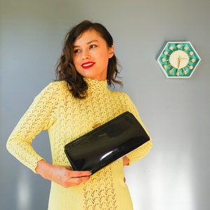 Vintage MM Faux Patent Leather Clutch/ 1950s-60s Purse/ Vinyl Bag/ Vintage Purse/ Vintage Handbag/ Vintage Bag Woman/ Evening Bag