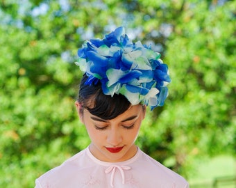 chapeau de pilulier floral vintage, chapeau vintage, chapeau des années 1950-60, chapellerie vintage, chapeau de tea party, chapeau de mariage, chapeau de cocktail, chapeau de mariée, chapeau d'été