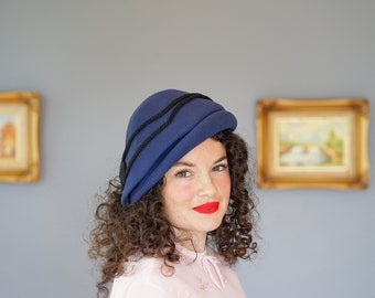 Vintage 1940s Wool Tilt Hat, Vintage Half Hat, 1940s-50s Hat, Vintage Hat, Women Hat, Church Hat, Retro MCM Hat, Fascinator Hat, Fall Hat