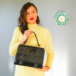 Monedero vintage de piel sintética con marco de charol / Monedero de los años 50 y 60 / Bolso de mano vintage / Bolso vintage para mujer / Cartera vintage / Monedero vintage