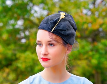 Vintage Bakelite Toque Turban Hat, Vintage Women Hat, 1920s-30s Hat, Tea Party Hat, Art Deco Hat, Tea Party Hat, Cocktail Hat, Witchy Hat