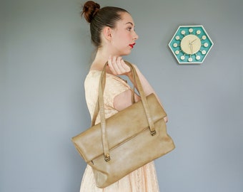 Vintage Foldover Vegan Leather Purse/ Vintage Tote Bag/ 1980s-90s Purse/ Vintage Purse/ Vintage Handbag/ Woman Bag/ Y2K Bag