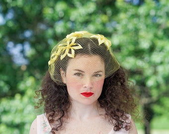 Vintage Floral Veil, Vintage Whimsy Hat, Vintage Hat, 1950s  display picture 1