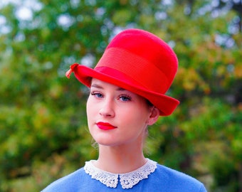 Vintage Wool Cloche Hat Henry Pollak, Bucket Hat, 1950s-60s Hat, Vintage Mod Hat, Vintage Hat, Vintage Millinery, Church Hat, Winter Hat