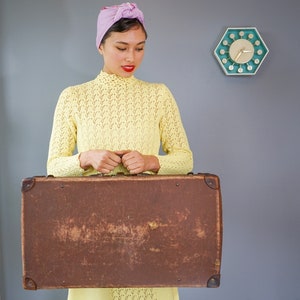 Antique Vintage Faux Leather Suitcase/ Vintage Train Trunk/ 1920s-30s Luggage/ Antique Suitcase Luggage/ Steampunk Suitcase/ Carry On Case