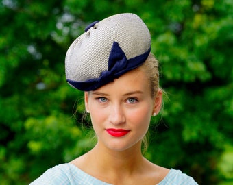 chapeau Tam vintage rayé paille, béret vintage, chapeau vintage, chapeau des années 1940-50, chapeau femme, béret et Tam, chapeau de tea party, chapeau derby du Kentucky