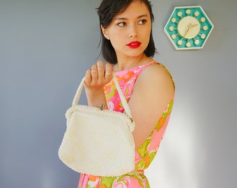 Vintage Candy Dot Bead Frame Purse/ Beaded Bag/ 1950s Purse