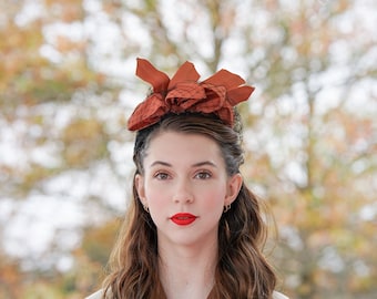 Vintage Bow Wool Felt Pillbox Hat New York Creation, Off-the-Face Hat, Vintage Hat, Cocktail Hat, Retro MCM Hat, 1940s Women Hat, Fall Hat