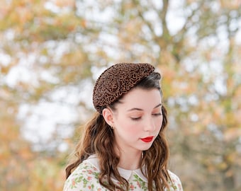 Vintage Beaded Half Hat, Vintage Hat, 1950s-60s Hat, Vintage Women Hat, Midcentury Hat, Cocktail Hat, Wedding Hat, Women Hat, Tea Party Hat