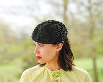 Vintage Grosgrain Ribbon Beret: Cream Knubby Slouchy Hat - Etsy display picture 3
