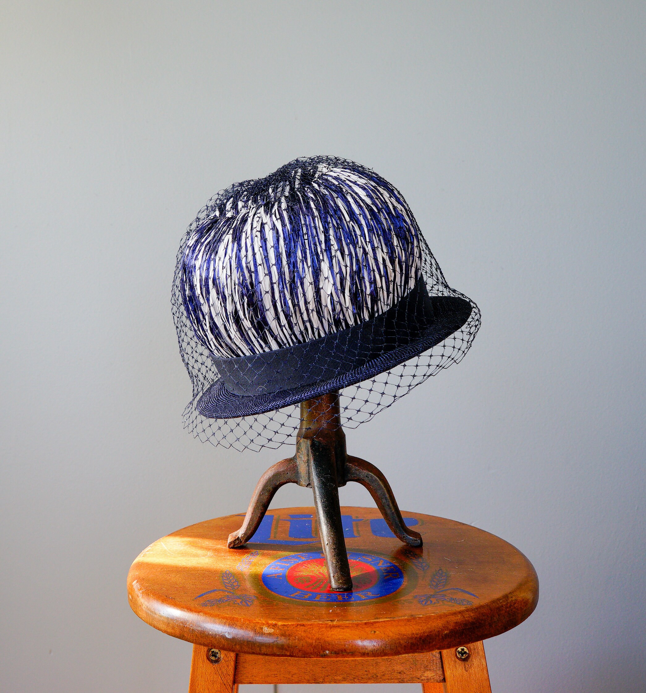 Vintage Raffia Cloche Hat, Bubble Hat, Vintage Straw Hat