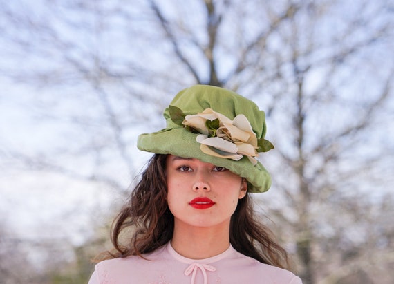 Vintage Straw Bucket Hat, Cloche Hat, 1950s-60s Hat, Vintage Hat