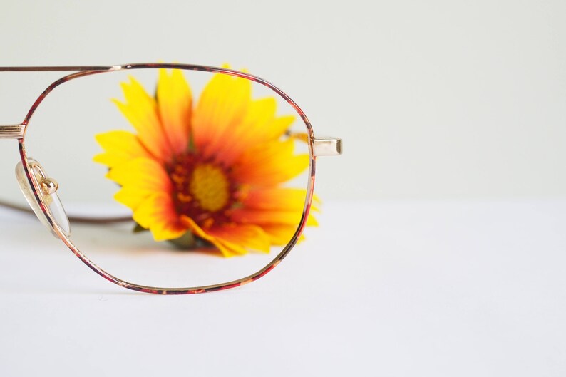 Vintage 1970s Aviators By Liberty Optical/ Gold Toned With Tortoiseshell Enamel/ New Old Stack glasses/ Made In Hong Kong image 2