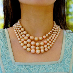 Vintage Faux Pearl Necklace/ Vintage Necklace/ 1950s Pearl/ 50s Necklace/ Retro Necklace/ Faux Pearl Necklace/ Multi Strand Pearl/ Jackie O image 2