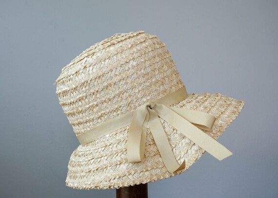 Vintage Straw Bucket Hat, 1950s-60s Hat, Vintage … - image 7