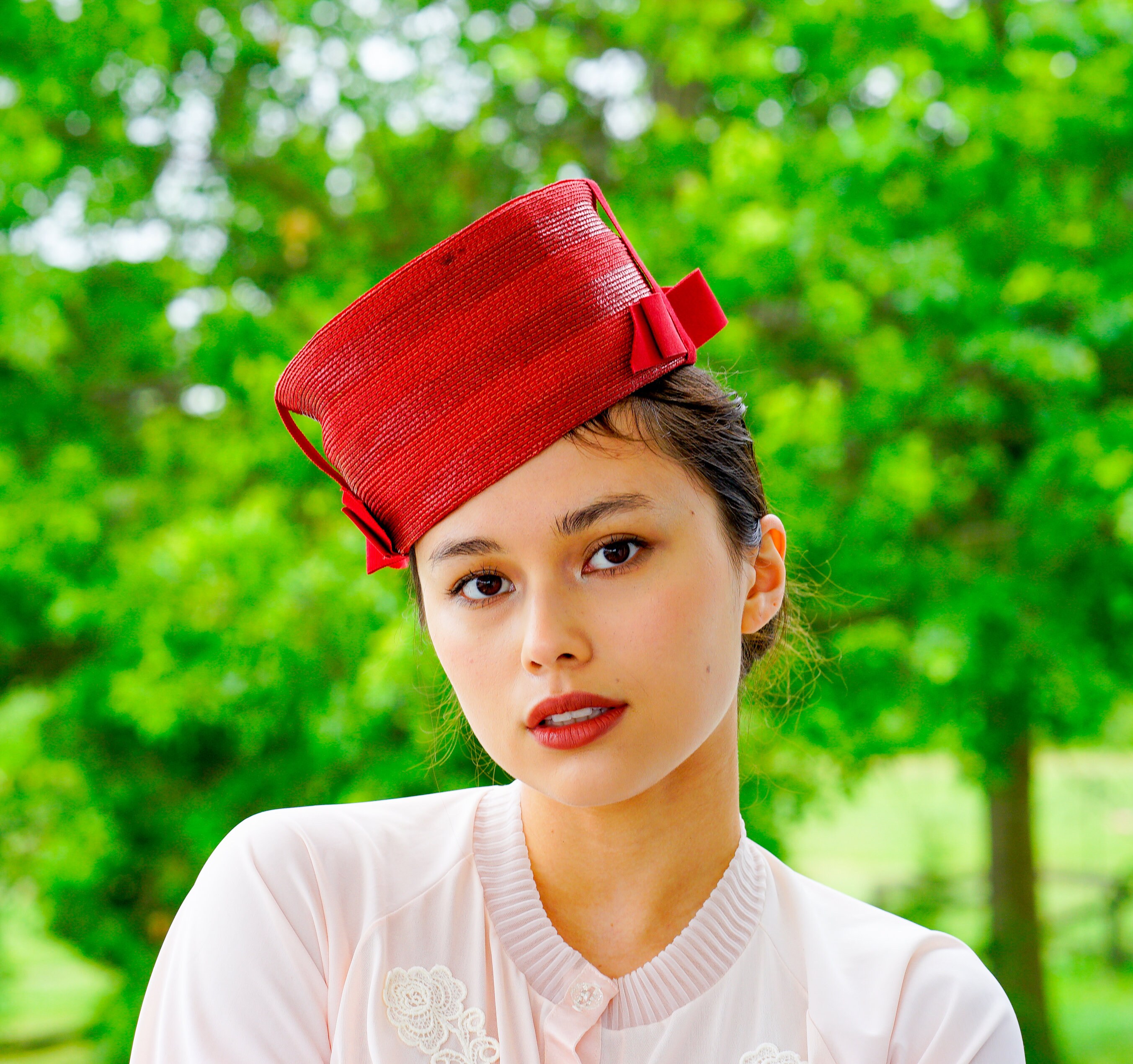 Vintage Straw Pillbox Hat Lilly Dache 