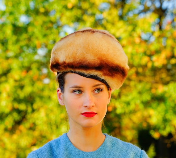 Vintage Shearling Tascan Lamb Fur Cloche Cossack Hat: 1950s 