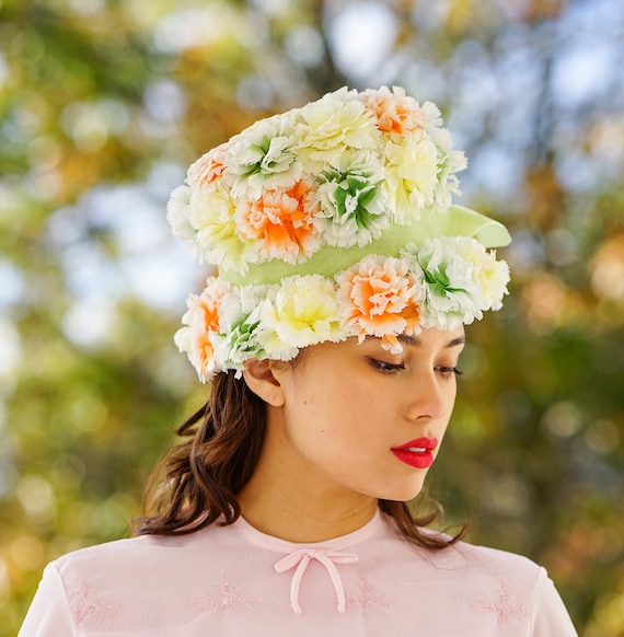 Vintage Floral Cloche Hat, Vintage Hat, 1950s-1960s Hat  display picture 1