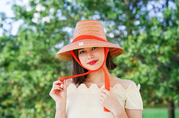 Vintage Straw Sun Hat, 1940-50s Hat, Vintage Beach
