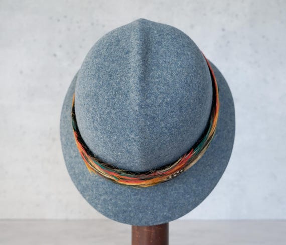 Vintage Feather Wool Felt Bucket Hat, 1960s-70s H… - image 8