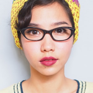 Vintage Cat Eye Frame/ Eyeglasses from 1960s/ Made In France BY TWE/ Black Color Frames