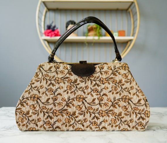 Vintage Reversible Tapestry Purse/ Three Way Hand… - image 9