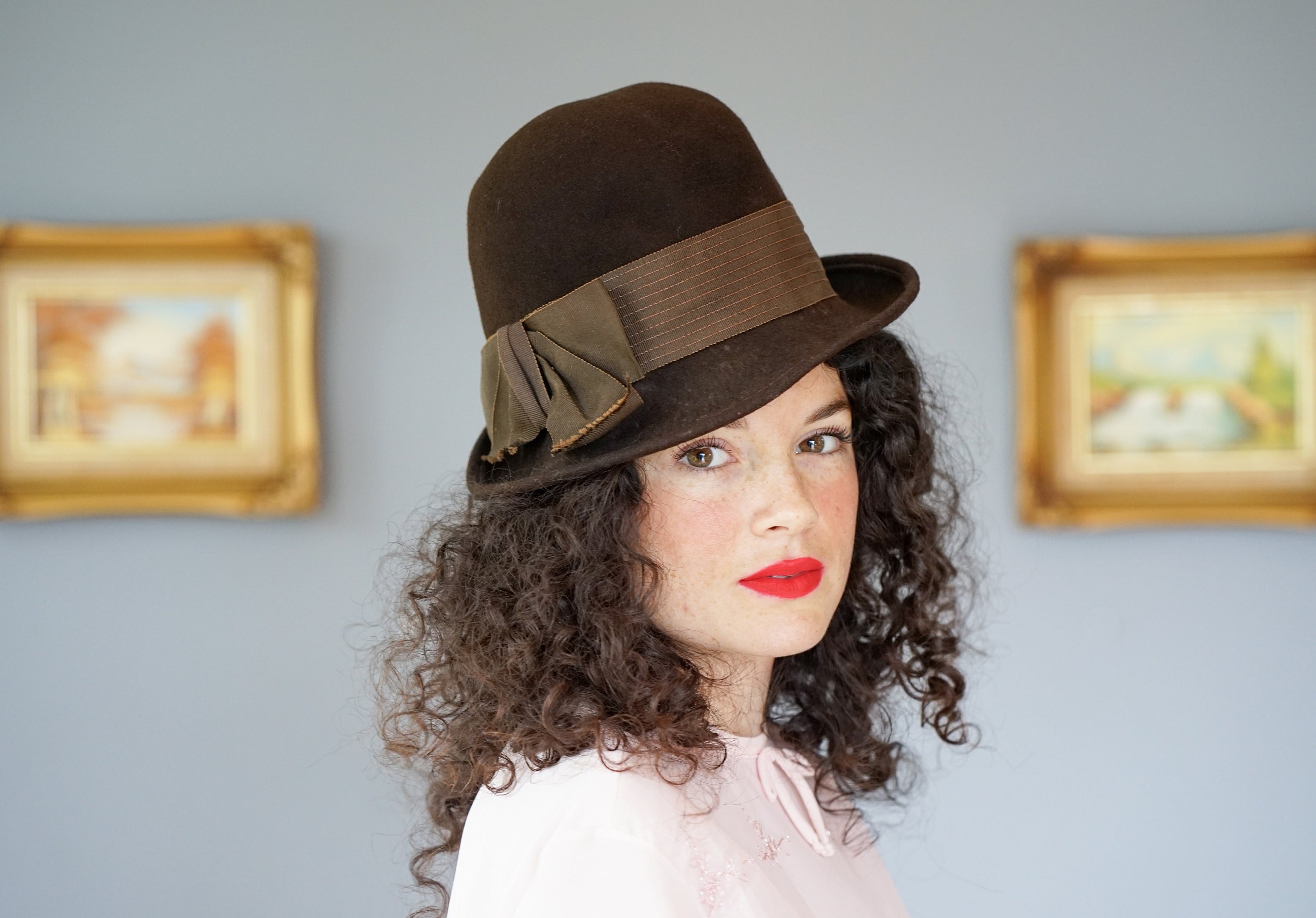Vintage Women Bowler Hat, 1950s-1960s Hat, Fedora Hat  display picture 2