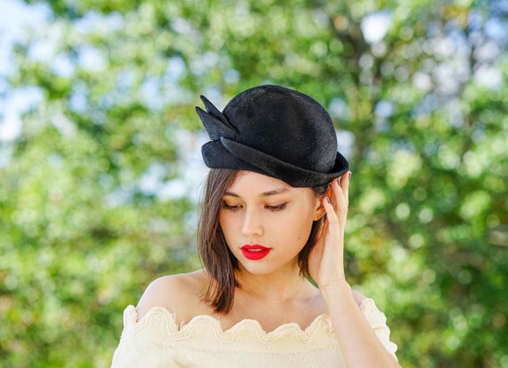 Vintage Fur Felt Half Hat, 1950s Hat, Vintage Hat,