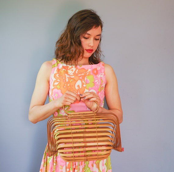 Vintage Japanese Bamboo Folding Handbag/ 1940s-19… - image 3