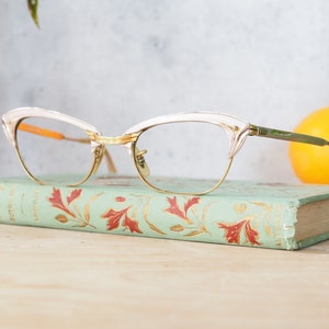 Vintage Gaspari eyeglasses Cateye/rockabilly/pinup 1960&#39;s Made In USA by whitney multi color 12k gold filled Silver and gold