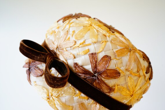 Vintage Floral Straw Raffia Hat, Vintage cloche H… - image 8