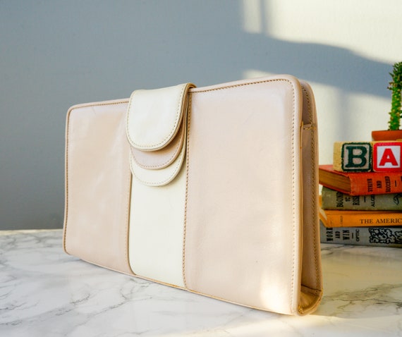 Vintage Leather Shoulder Bag Clutch Purse/ 1980s … - image 8