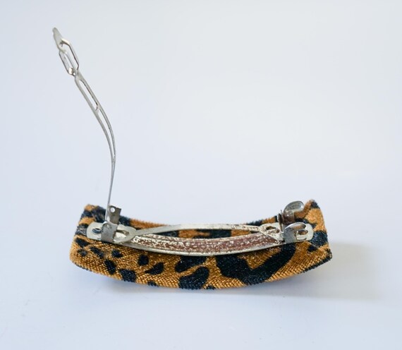 Vintage 1980s Leopard Print French Barrette, 80s Hair Clip  display picture 1