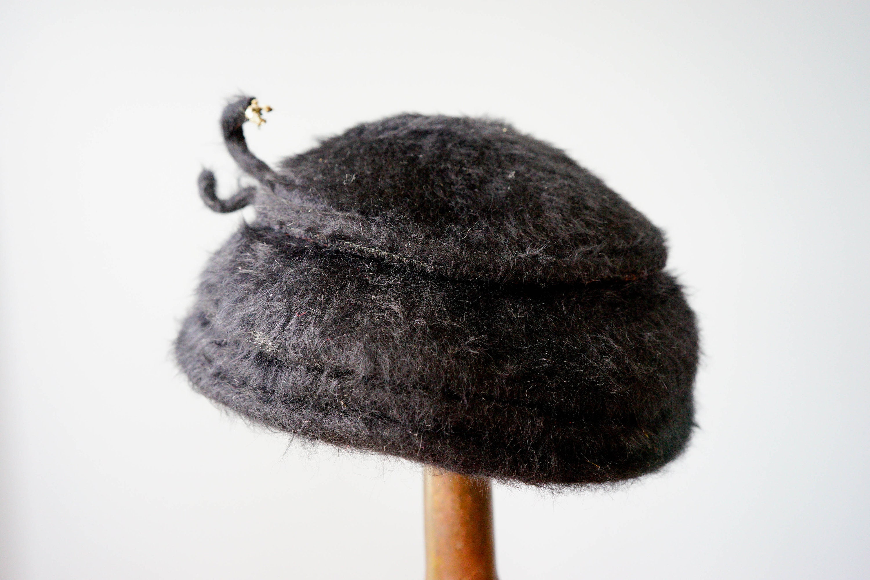 Vintage 50s 60s Black Mink Fur Hat Furry Halo Winter Fascinator Hat‎ Sequin Side il_fullxfull.5473217124_f02i.jpg main image 2